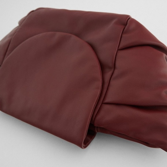 ZARA BNWT Pleated Leather Clutch Shoulder Bag - Picture 5 of 7